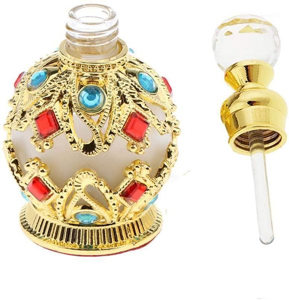 

storage bottles & jars 15mlarabian style refillable essential oil glass bottle empty vintage metal perfume travel cosmetic container makeup