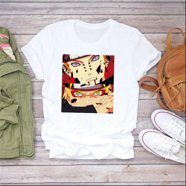 

naruto women t shirts fashion japanese anime shirt sasuke funny cartoon casual cool streetwear tshirt couple hip hop top, White