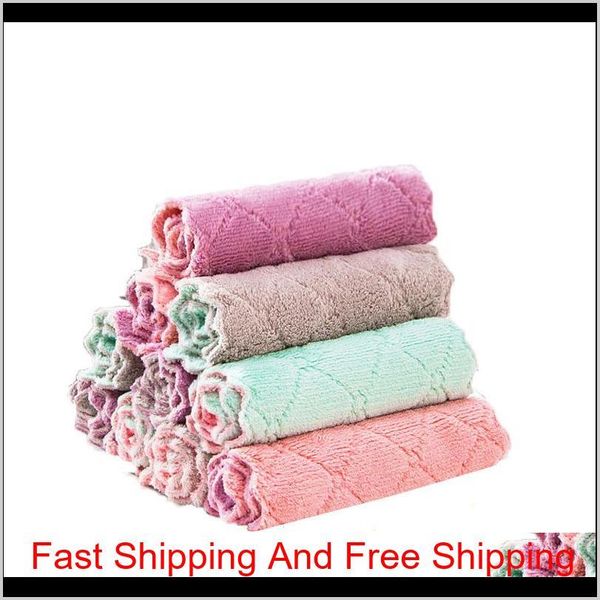 

thick coral velvet dish cloth clean cloth reusable scrub wash cloths home kitchen cleaning cloth qyltrw five2010