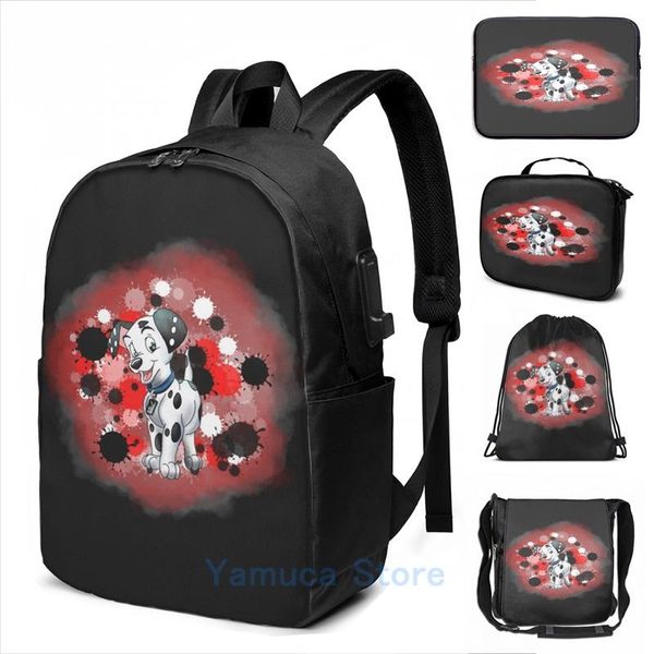 

backpack funny graphic print puppy dog usb charge men school bags women bag travel laptop