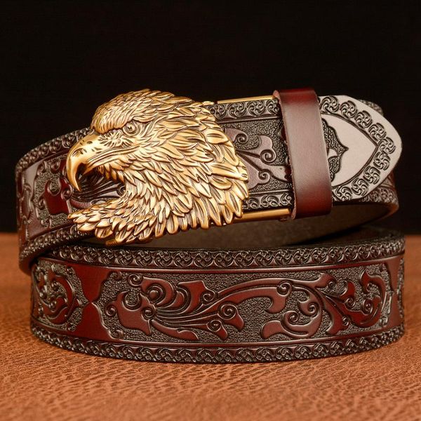 

belts classical designer eagle handcraft luxury floral belt men cowskin genuine leather men's with automatic buckle dress, Black;brown