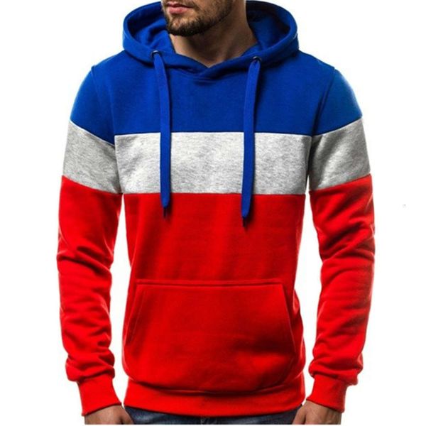 

2021 men's new leisure sports jacket patchwork color matching hoodie sweater fashion h74, Black