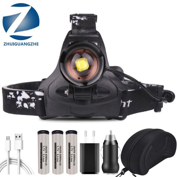

headlamps xhp100 9-core led headlamp zoomable headlight waterproof powerbank usb rechargeable 18650 battery head lamp