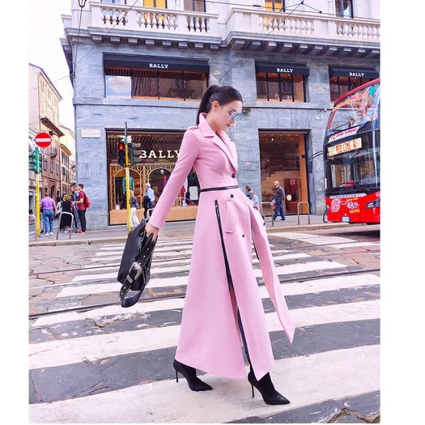 

women's wool & blends women 2021 autumn winter long overcoats female full sleeve casual outwear ladies elegant slim jackets coat z592, Black