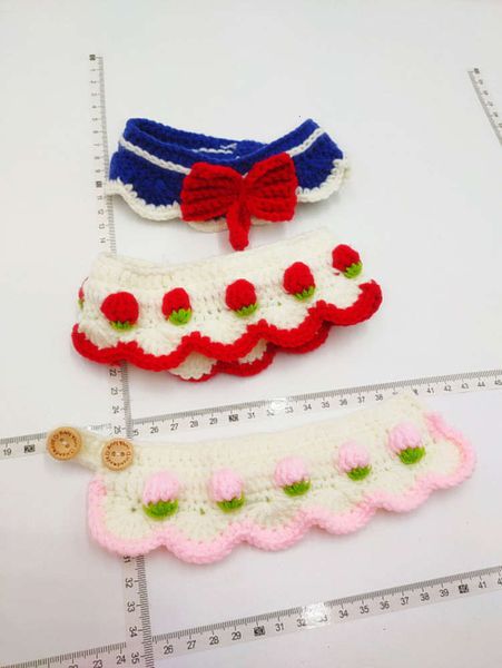 

pet cat dog hand hook wool knitting bib collar
