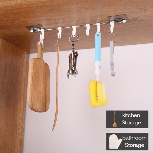 

kitchen cupboard 6 hook home organizer storage rack pantry towel hanger wardrobe towel rack storage shelf