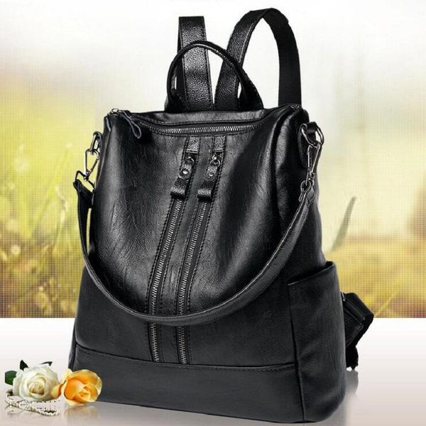 

outdoor bags women's backpack sheepskin casual soft leather travel korea simple fashion bag