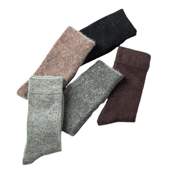 

men's socks winter super warm solid color wool thick woolen, Black