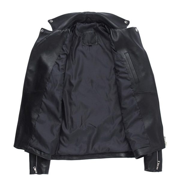 

men's leather & faux 2021 sheepskin motorcycle genuine mens plus size s-4xl lapel moto biker jacket zipper black short coats