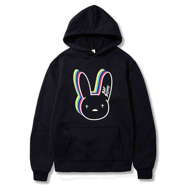 

bad bunny funny hoodi korean cloth casual pullover harajuku men/women hooded hoody hip hop hoodie sweatshirt male, Black