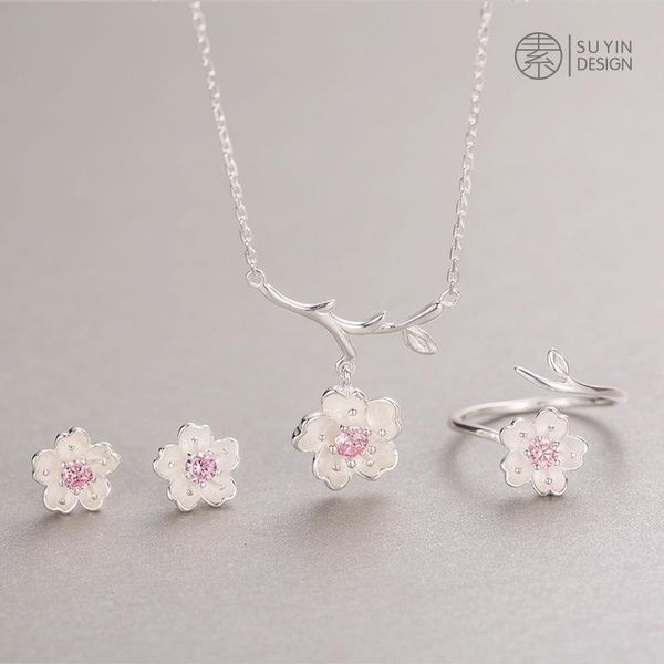 

pendant necklaces women necklace 925 sterling silver cherry blossom shape contracted temperament clavicle chain fashoin gift for friend ch