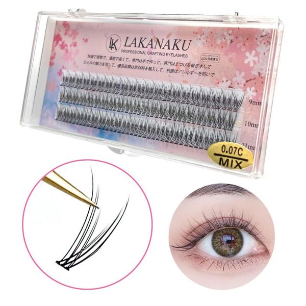 

false eyelashes lakanaku 3rows fishtail eyelash extension mink fish tail 12d 8-12 mm makeup cilios clusters