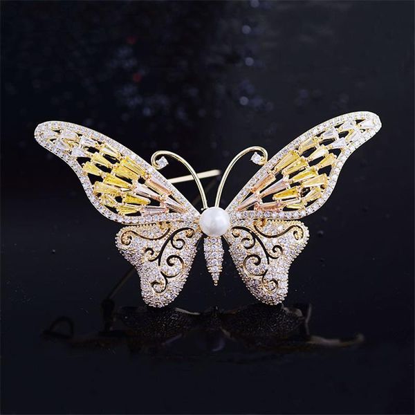 

pins, brooches lovely butterfly for women fashion gold pins insect broche crystal shiny pin clothes decoration christmas gifts jewelry, Gray