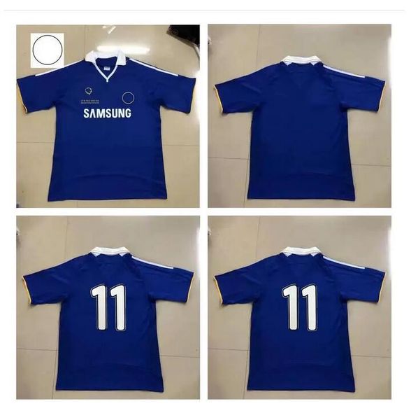 

2007 2008 retro soccer jersey classic vintage 07 08 football shirt #5 essien #11 drogba #10 j.cole #8 lampard #26 terry home blue shevchenko, Black;yellow