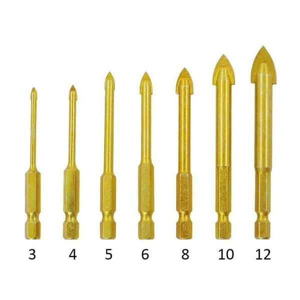 

professional drill bits 7 pcs hexagonal shank triangular head for wood metal glass electric hand xjs789