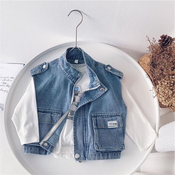 

waistcoat 2021 spring autumn girls boys casual jeans vest baby kids children denim, Camo