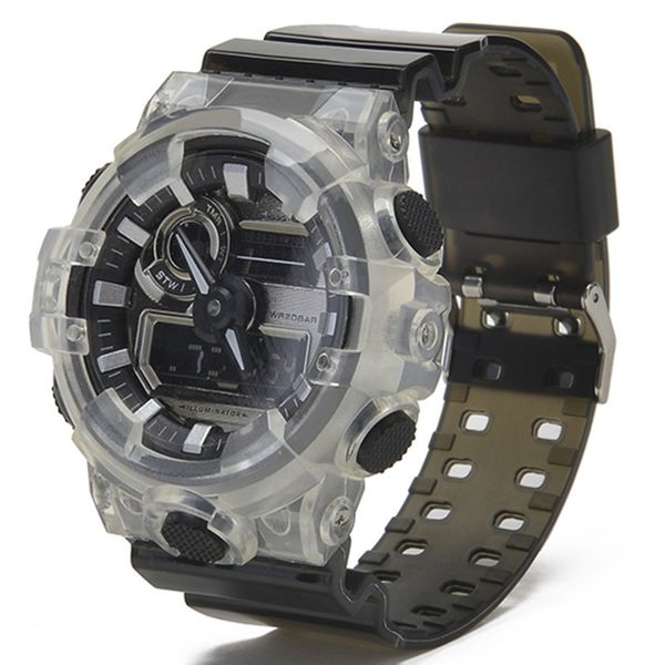 

2021 new sports and leisure digital watch ga700 led electronic transparent watch 700 universal waterproof sports outdoor shockproof, Slivery;brown