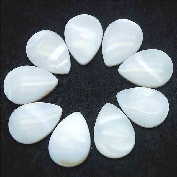 30PCS Weiße Muschelcabochons Perlmutt Lose Perlen KEIN Loch Tropfenform 13x18MM 18X25MM DIY Schmuckzubehör