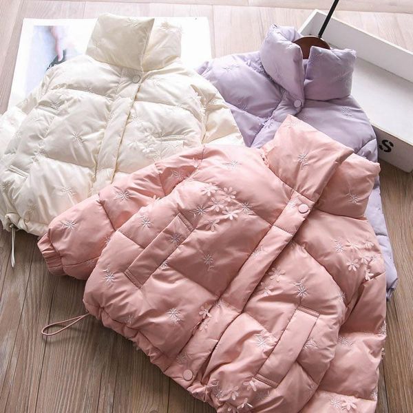 

down coat petal embroidery girls jacket children's clothing wholesale, Blue;gray