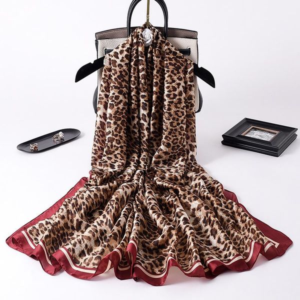 

scarves 2021 silk scarf hijab women luxury bandana female muslim headband shawl summer soft wrap leopard foulard pashmina, Blue;gray