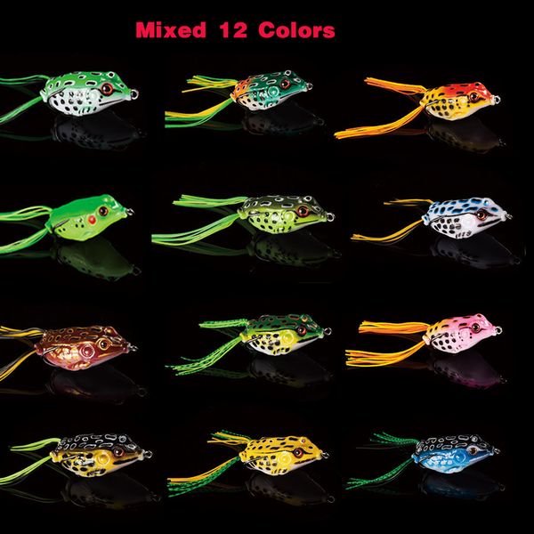 12 pz/lotto 12g 9g 5g Realistico Morbido Piccolo Salto Rana Esca Coinvolgente Esca in Silicone per Crap Attrezzi da Pesca Crankbait Crankbaits Misto 12 Colori