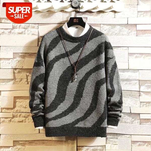 

2020 new sweaters men's striped black long sleeves autumn winter pullover knitted o-neck plus oversize 5xl #rs7u, White;black