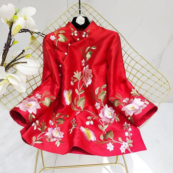 

ethnic clothing chinese folk style women jackets embroidery traditional suits, Red