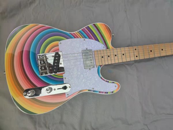 

rainbow color six string electric guitar.