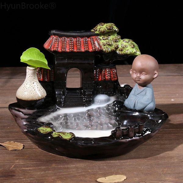 

fragrance lamps the little monk censer creative home decor small buddha incense holder backflow burner use in +10pc cones