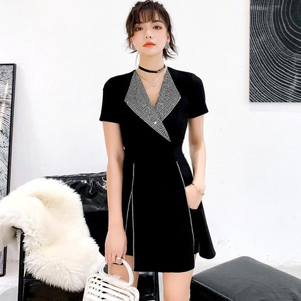 

punk style 2021 women two piece set rhinestone neckline + elastic waist shorts clothing sets women summer casual suit, Gray