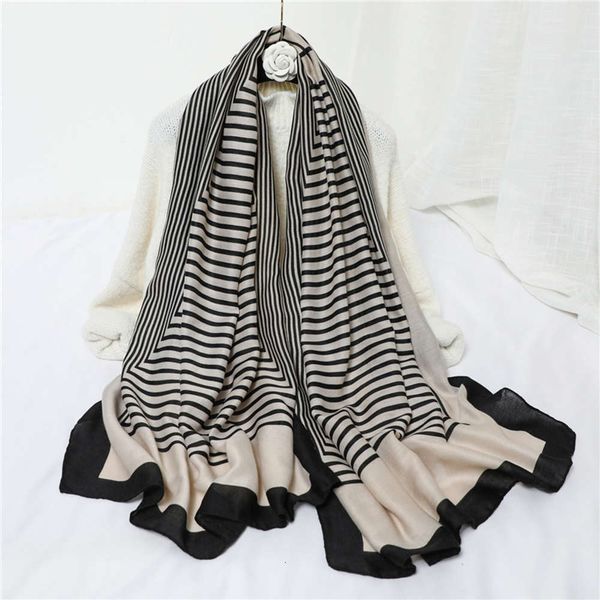 

women cotton scarf fashion striped print foulard hijab pashmina shawls lady wraps travel scarves female bufanda, Blue;gray
