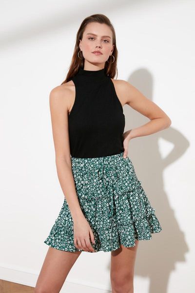 

skirts trendyol flounces knit skirt twoss21et0027, Black