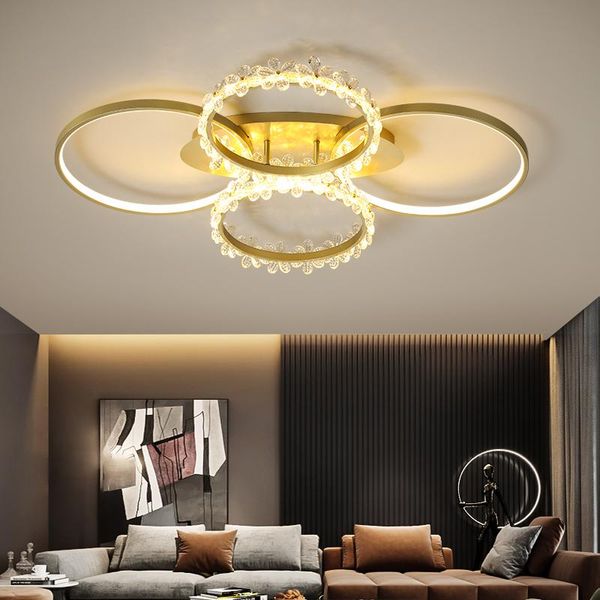 

ceiling lights modern light luxury simple crystal led lamp personality nordic circular living room bedroom creative