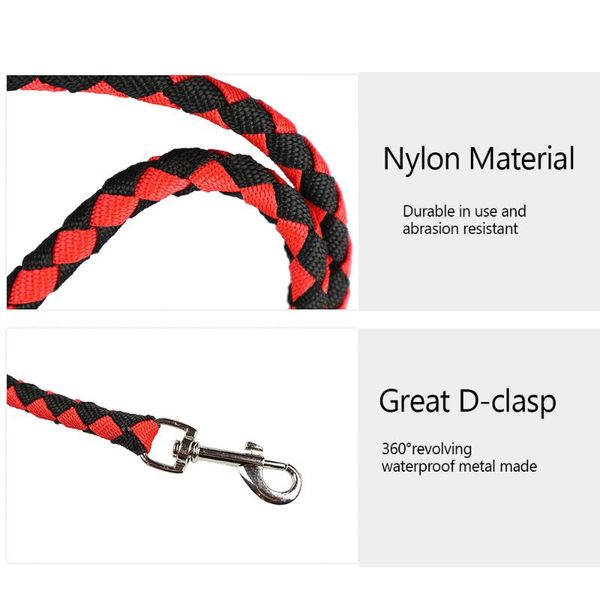 

dog collars & leashes nylon leash rope 1.5m long walking metal clasp chain traction for medium training outside