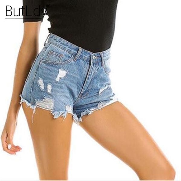 

women's jeans hole mini denim shorts women ripped classic short pants tassel casual summer female 2021 washed bottoms, Blue