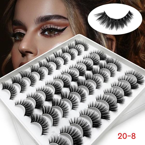 

false eyelashes 20 pair 3d mink eye lashes cross extension set waterproof long lasting makeup cosplay thick