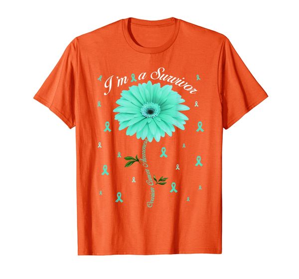

i'm a survivor ovarian cancer awareness cool daisy gifts t-shirt, White;black