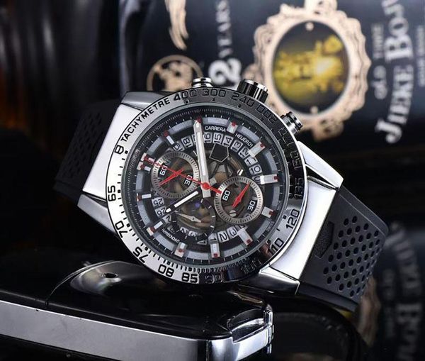 

wristwatches quartz watch men watches brand sports luxury multi function tonneau automatic tourbillon male business wristwatch for man, Slivery;brown