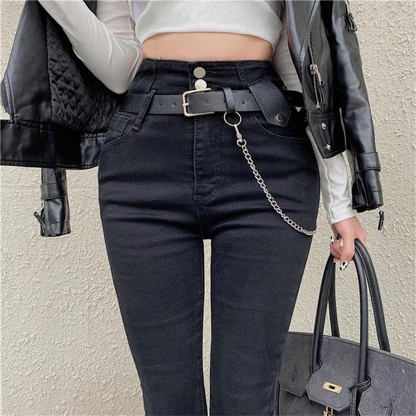 

women's jeans real s 2021 fashion temperament stretch high waist personality casual pencil nine-point, Blue