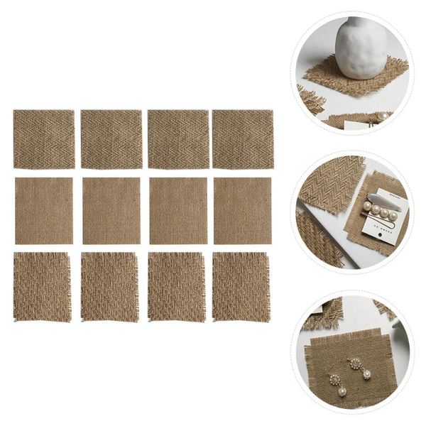 

mats & pads 1 set 12pcs linen aromatic candle coasters retro shooting props for home (khaki)