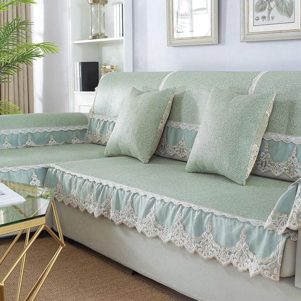 

chair covers cool ice silk european sofa cover couch lace cushion living room non-slip l-shaped towel armchairs for