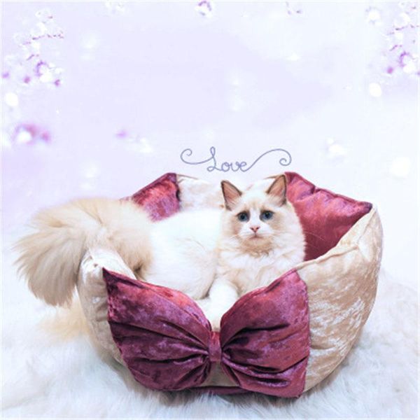 

kennels & pens ins style four seasons universal dog bed bowknot pet princess soft cat litter kennel round nest accessories mascotas