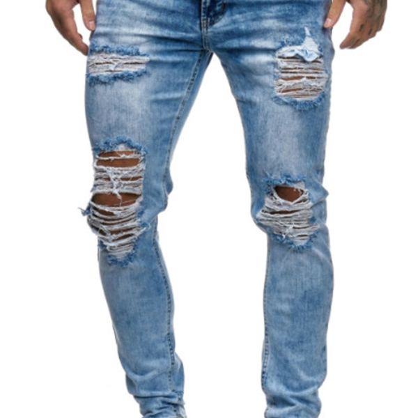 

men's pastries pale technology small rights buis mode dunne ny jeans men denim broek, Blue