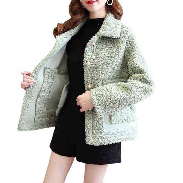 

lamb wool coat women's 2021 autumn winter korean loose granular fur integrated short, Black;brown
