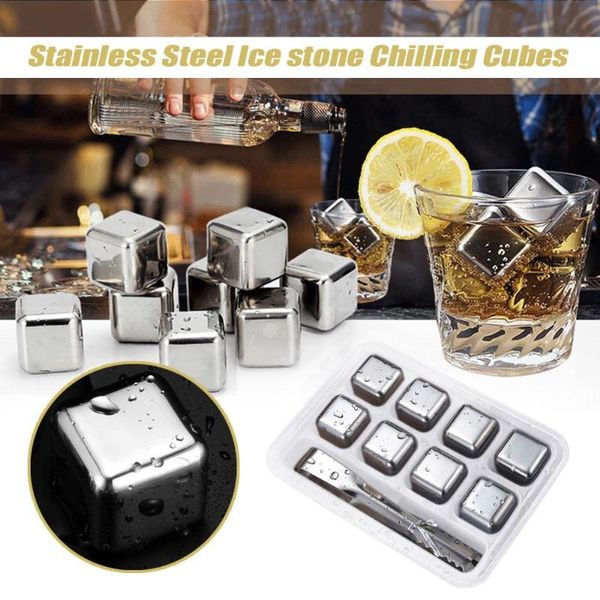 

ice buckets and coolers 8 pc stainless steel chilling cubes stone wine reusable beer all drinks t@