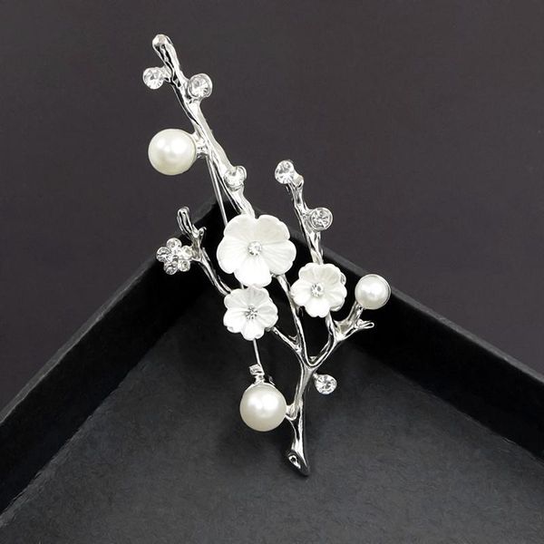 

pins, brooches high-end chinese style shell pearl flower brooch fashion atmosphere female collar pin accessories jewelry, Gray