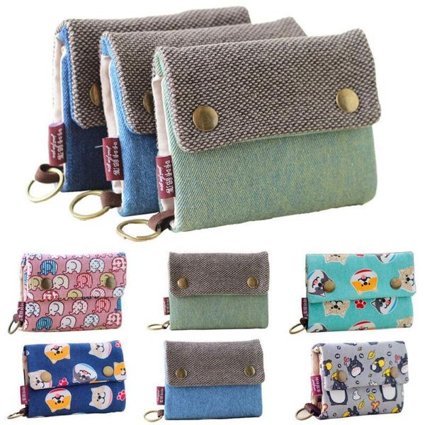 

women girls mini short wallet coin purse organizer pocket small cute cartoon credit card holder, Red;black