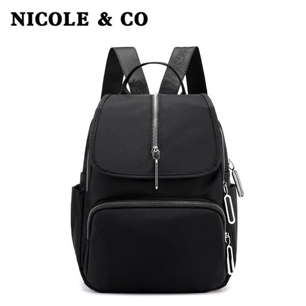 

backpack nicole & co 2021 casual female waterproof nylon cloth bag travel fashion