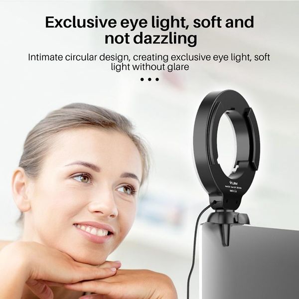 

vijim 4-inch ring light portable selfie fill light with clamp for video call live online meeting pgraphy