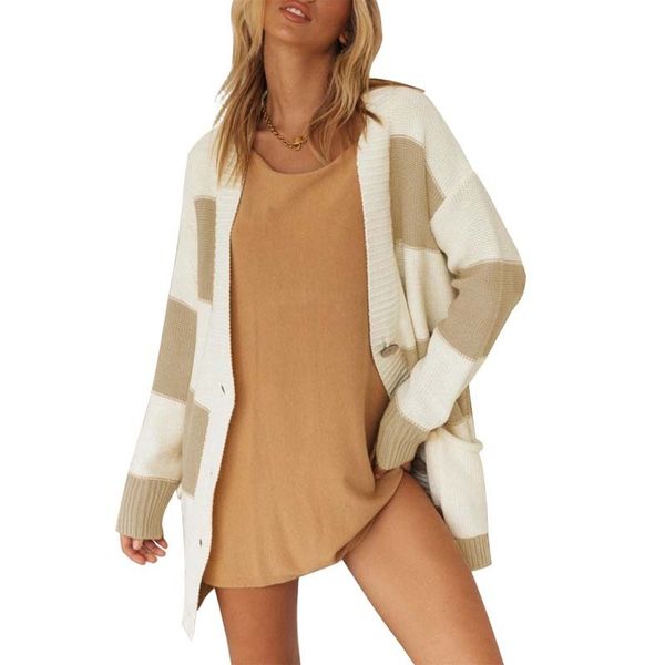 

2021 new autumn winter plaid sweater cardigan women sleeve v neck vintage ladies casual coat korean knit long cardigans pg4w, White;black